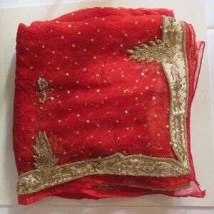 Beautiful, Sheer hand beaded, sequins, appliqued Dupatta, Shawl, Hijab, Chiffon